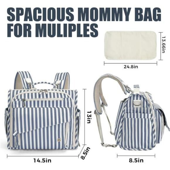 Large Diaper Bag Tote Baby Travel Bag with Stroller Straps Bottle Pockets - Picture 2 of 7